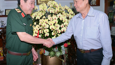 O General Nguyen Van Gau visita e envia felicitações de Ano Novo aos antigos líderes do Estado-Maior.