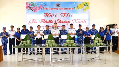 3. Sahil Güvenlik Bölgesi, Tet (Ay Yeni Yılı) kutlamaları kapsamında yeşil banh chung (geleneksel Vietnam pirinç kekleri) paketleme konusunda oldukça heyecanlı bir yarışma düzenledi.