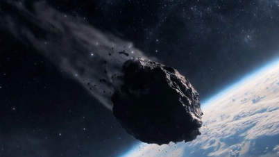 En asteroid stor som ett flygplan närmar sig jorden.