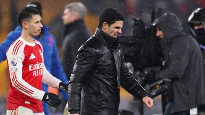 Mikel Arteta's reaction after Arsenal lost to Wolves.