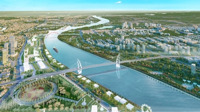 The appearance of the over 6.2 trillion VND bridge spanning the Cam River in Hai Phong.