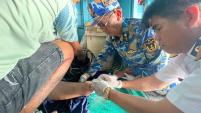 Anjungan lepas pantai DK1/10 menyelamatkan para nelayan dari provinsi Dong Thap yang mengalami kesulitan di laut.
