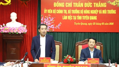 El Ministro de Agricultura y Medio Ambiente, Tran Duc Thang, trabaja con líderes de la provincia de Tuyen Quang.