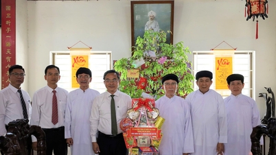 Het Comité van het Vietnamese Vaderlands Front in de stad feliciteert de religieuze organisaties van Cao Dai.