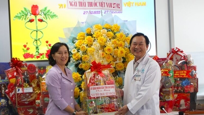 Nestleder i folkekomiteen i An Giang-provinsen, Nguyen Thi Minh Thuy, gratulerte sykehusene med anledning av den vietnamesiske legedagen.