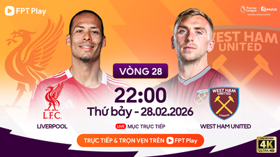 ลิงก์ถ่ายทอดสดการแข่งขันระหว่างลิเวอร์พูลกับเวสต์แฮม เวลา 22:00 น. วันที่ 28 กุมภาพันธ์ พรีเมียร์ลีก รอบที่ 28