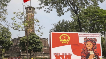 Ханой прикрашений прапорами та квітами, готовий до дня виборів.