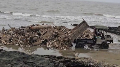 Menyelidiki dan menangani kasus pembuangan sampah di pantai Hai Tien.