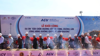 Construction begins on the runway and taxiway repair project at Lien Khuong Airport.