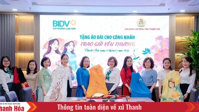 BIDV לאם סון תורמת שמלות וייטנאמיות מסורתיות - ומפיצה אהבה לעובדות.