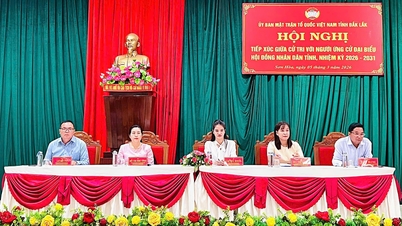 Candidates for the Provincial People's Council meet with voters in Son Hoa commune.