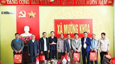 អនុប្រធាន និងជាអគ្គលេខាធិការនៃគណៈកម្មាធិការកណ្តាលរណសិរ្សមាតុភូមិវៀតណាម ប្រគល់អំណោយនៅឃុំមឿងខ្វា។