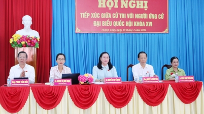 Thanh Thoi beldesinde 16. Ulusal Meclis seçmenleri ve adaylarıyla bir araya gelindi.