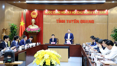 El presidente del Comité Popular Provincial, Phan Huy Ngoc, trabaja con la delegación de la Universidad de Industria de Hanoi.