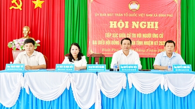 Calon-calon untuk Majlis Rakyat Wilayah (daerah pilihan raya No. 8) bertemu dengan pengundi di komune Binh Phu.