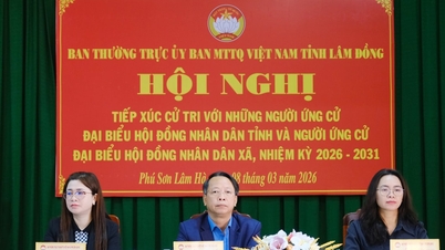 Candidates for the Provincial People's Council meet with voters in Phu Son commune, Lam Ha district.