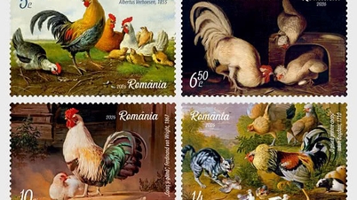 Le service postal roumain émet une série de timbres représentant des coqs.