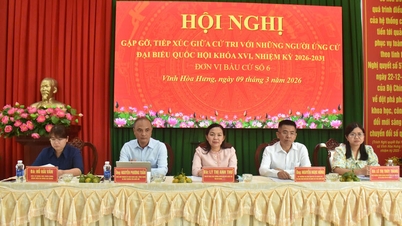 Les candidats à l'Assemblée nationale ont rencontré les électeurs des communes de Vinh Hoa Hung et Dinh Hoa.
