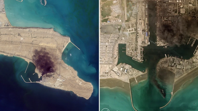 तस्वीरों में ईरानी मिसाइलों द्वारा विदेशों में स्थित अमेरिका के सबसे बड़े हवाई अड्डे को तबाह करते हुए दिखाया गया है।