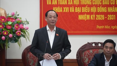 Nationalförsamlingens vice ordförande inspekterar valförberedelserna i Thanh Hoa-provinsen.