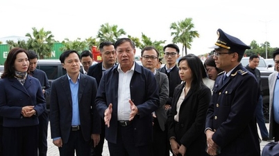 Biträdande minister Do Xuan Tuyen inspekterar förberedelserna för genomförandet av nya bestämmelser om livsmedelssäkerhet vid Mong Cai internationella gränskontroll.