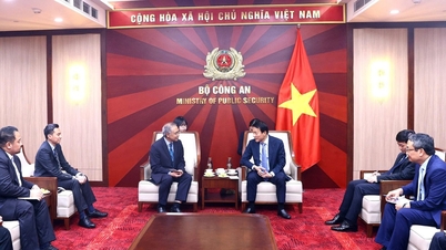 Minister Luong Tam Quang tar emot den nya indonesiska ambassadören vid ett artighetsmöte.
