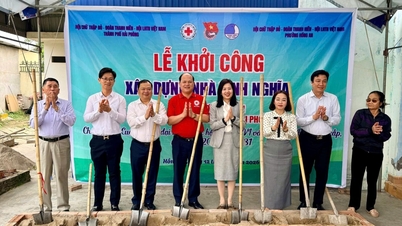 Construction begins on a 'House of Compassion' for a needy family in Hong An ward.