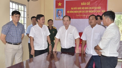 Naib Pengerusi Tetap Jawatankuasa Rakyat Wilayah An Giang, Nguyen Thanh Phong, memeriksa persiapan pilihan raya di komun Van Khanh dan Dong Hoa.