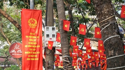 Giang Vo pryds av flaggor inför det nationella firandet.