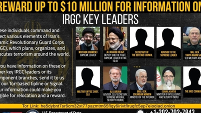 Amerika Syarikat menawarkan ganjaran $10 juta bagi maklumat mengenai pemimpin berpangkat tinggi Iran.