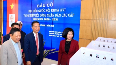 El presidente del Consejo Popular de la ciudad de Hanói inspecciona los preparativos electorales en el distrito de Hoang Mai.