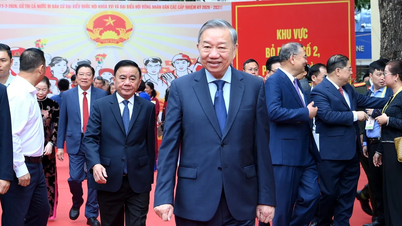 [Photo] Le secrétaire général To Lam et le membre du Comité permanent du Comité central du Parti Tran Cam Tu ont voté dans le quartier de Ba Dinh, dans la ville de Hanoi.