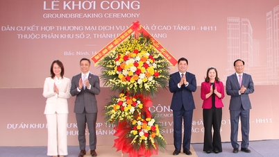 Provincial Party Secretary Nguyen Hong Thai attended the groundbreaking ceremony for the mixed-use residential, commercial, service, and high-rise housing project.