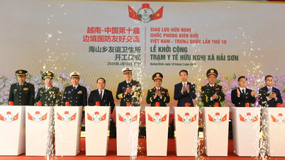 Delegasi berpangkat tinggi dari Kementerian Pertahanan Vietnam dan China menghadiri majlis pecah tanah Stesen Kesihatan Persahabatan di komune Hai Son.