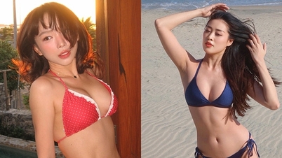 Şarkıcı Toc Tien ve güzellik kraliçesi Khanh Van, nefes kesen seksi bikinileriyle göz kamaştırıyor.
