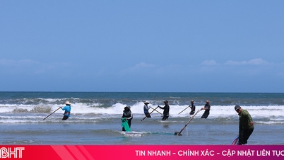 ដោយសារខ្យង និងបង្គារជាច្រើនត្រូវបានបោកបក់មកលើច្រាំង អ្នកនេសាទនៅខេត្តហាទិញកំពុងរកចំណូលបានរាប់លានដុងជារៀងរាល់ថ្ងៃ។