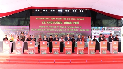 Lai Chau: Eerste steenlegging voor de kostschool voor lager en middelbaar onderwijs in de gemeenten Khong Lao, Sin Suoi Ho, Si Lo Lau, Pa U, Thu Lum en Mu Ca.