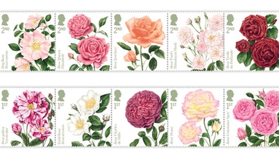 The Royal Postal Service of Great Britain has issued a set of stamps featuring roses.