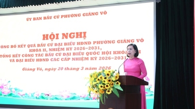 Annonce de la liste des 27 personnes élues au Conseil populaire du quartier de Giang Vo, pour un deuxième mandat.