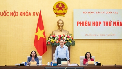Der Vorsitzende der Nationalversammlung, Tran Thanh Man, leitete die fünfte Sitzung des Nationalen Wahlrates.