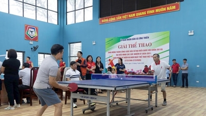 Ung Thien commune is bustling with sports competitions to celebrate major events.