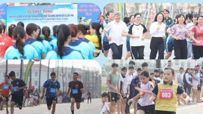 Fast 600 Athleten aus der Gemeinde Kieu Phu nahmen am Olympischen Lauftag teil.