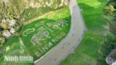 Cánh đồng nghệ thuật Tam Cốc 2026: Độc đáo tạo hình “Song mã chầu báo công”