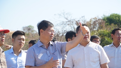 លោក ង្វៀន ហុង ហៃ អនុប្រធានគណៈកម្មាធិការប្រជាជនខេត្តឡាំដុង ត្រួតពិនិត្យវឌ្ឍនភាពនៃគម្រោងសាងសង់ផ្លូវឆ្នេរសមុទ្រ។