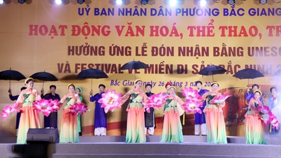 Livliga kulturella föreställningar och folkliga lekar i Bac Giang-distriktet.