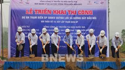 ការសាងសង់ស្ថានីយរង 500kV នៅ Quỳnh Lưu និងខ្សែបណ្តាញអគ្គិសនីតភ្ជាប់កំពុងដំណើរការ។