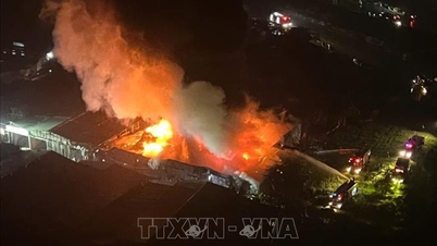 שריפה גדולה פרצה הלילה במפעל לעיבוד עץ מול בית החולים קיי טאן טריאו.