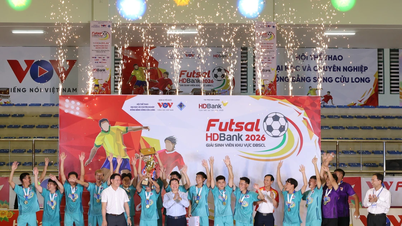 A Nam Can Tho Egyetem hallgatói megnyerik a Mekong Delta Futsal Bajnokságot.