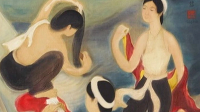 The painting "Three Young Women Bathing" by the renowned artist Le Pho was sold for 18 billion VND.