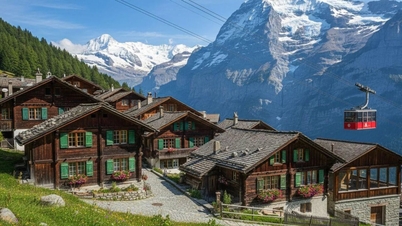 The village is picturesque, with no cars; tourists get around by cable car.